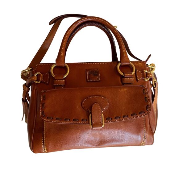 Dooney & Bourke Florentine Leather Satchel Saddle Shoulder Bag Quiet Luxury - Picture 2 of 16